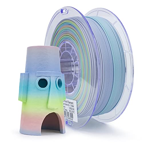 Ziro 3D Printer Filament,Matte Pla Filament 175Mm,Multicolor Rainbow Pla Filament,1Kg22Lb,Macaron