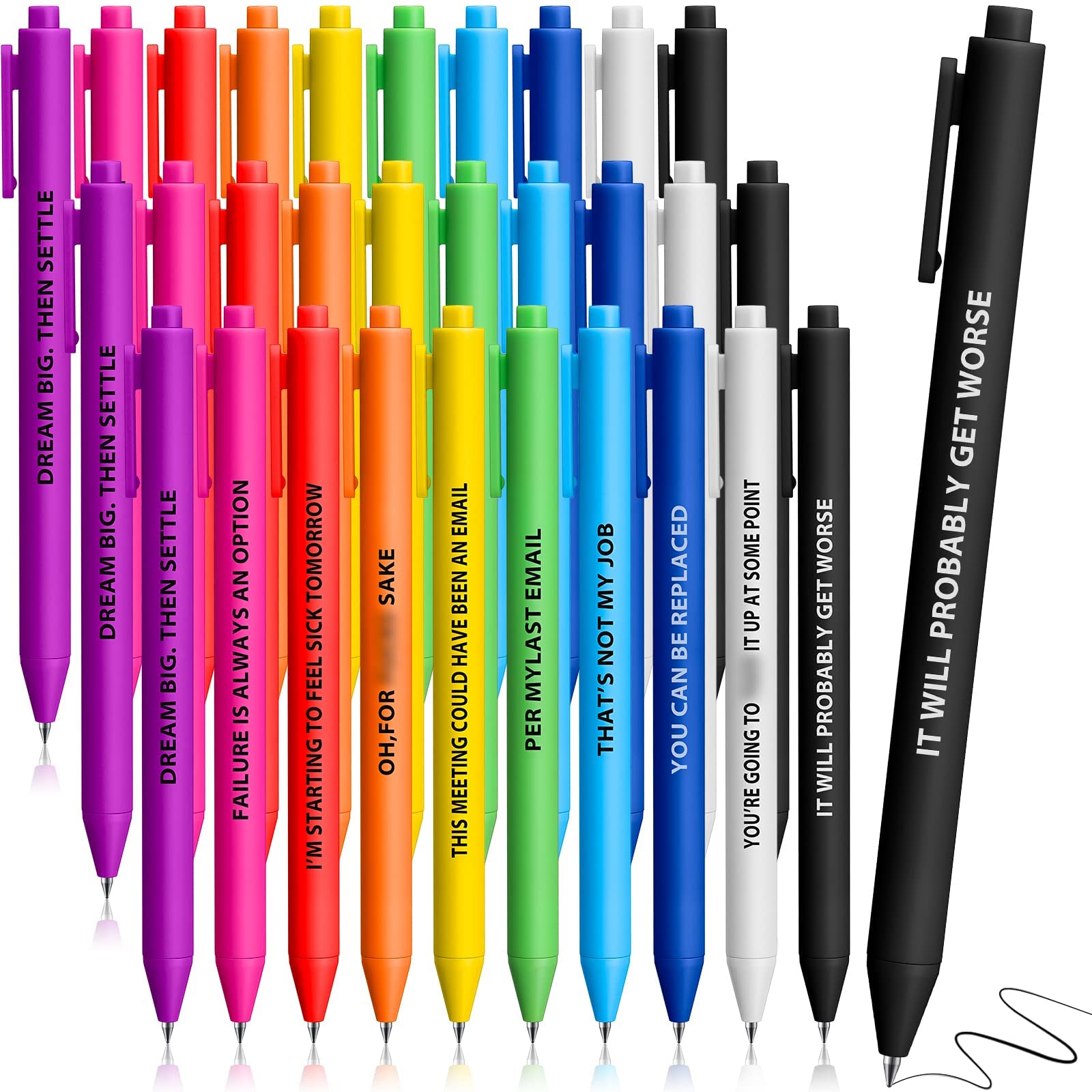 GM1060-B Epakh 30 Pieces Ballpoint Pens Funny Pens Colorful Motivational  Pens Complaining Quotes Pen Gag Gift Funny Gift, Negative Black