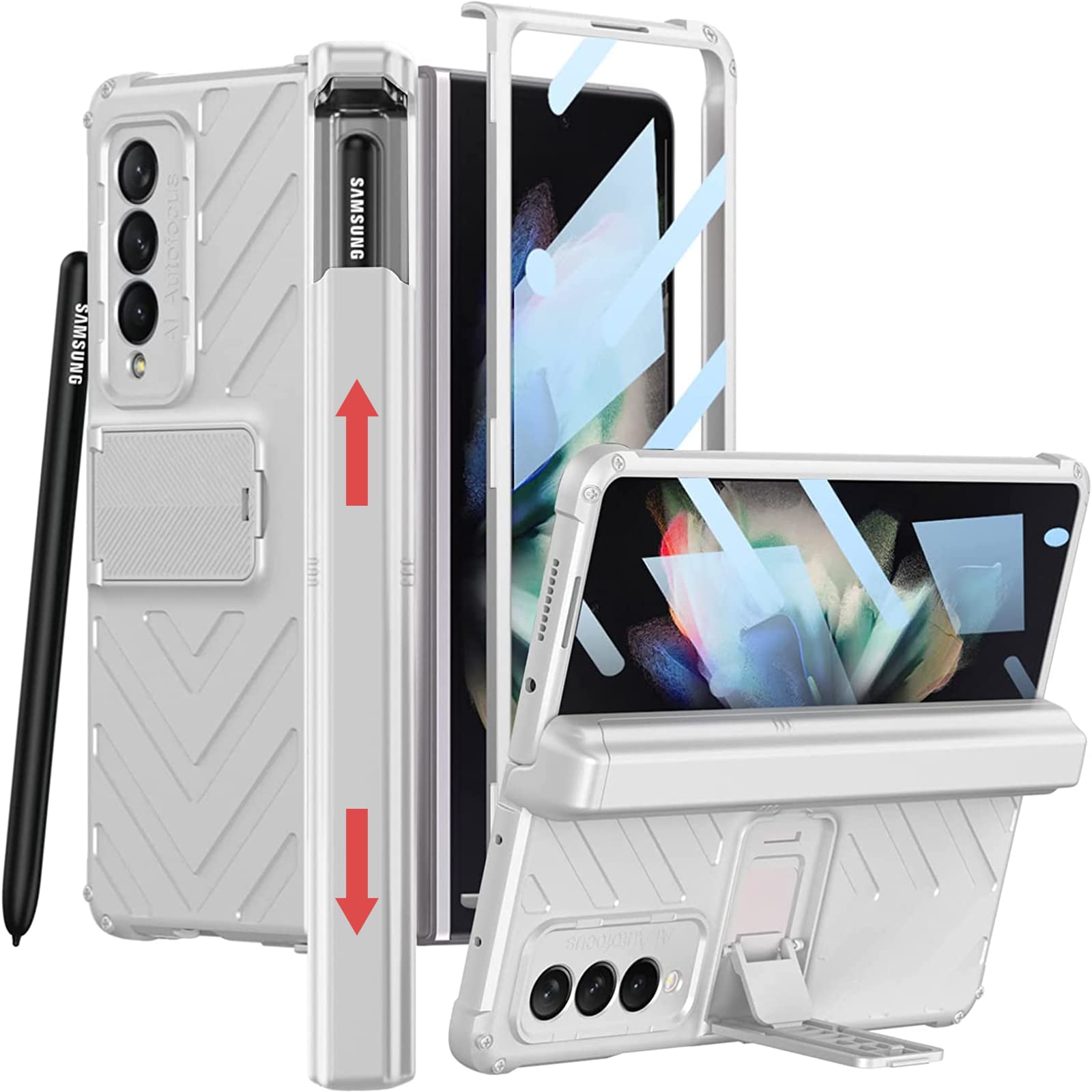 Elepik Shield Series Case For Galaxy Z Fold 4 With Built-In Tempered Glass Screen Protector, Closed S Pen Holder Avoid S Pen Los