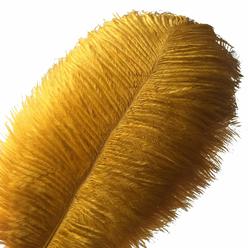Sowder 10-12Inch(25-30Cm) Ostrich Feathers Plume For Wedding Centerpieces Home Decoration Pack Of 10Pcs(Golden)