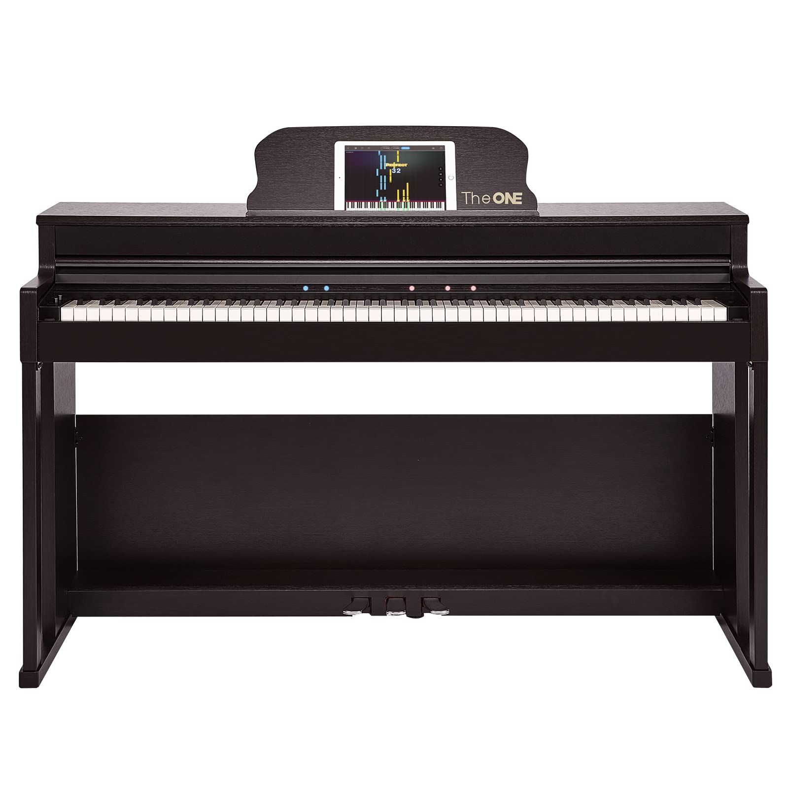 The One Smart, Pro Weighted 88 Upgraded, Grand Graded Hammer Action Synthetic Ivory Keys, Digital Upright Home Piano, Rosewood, 