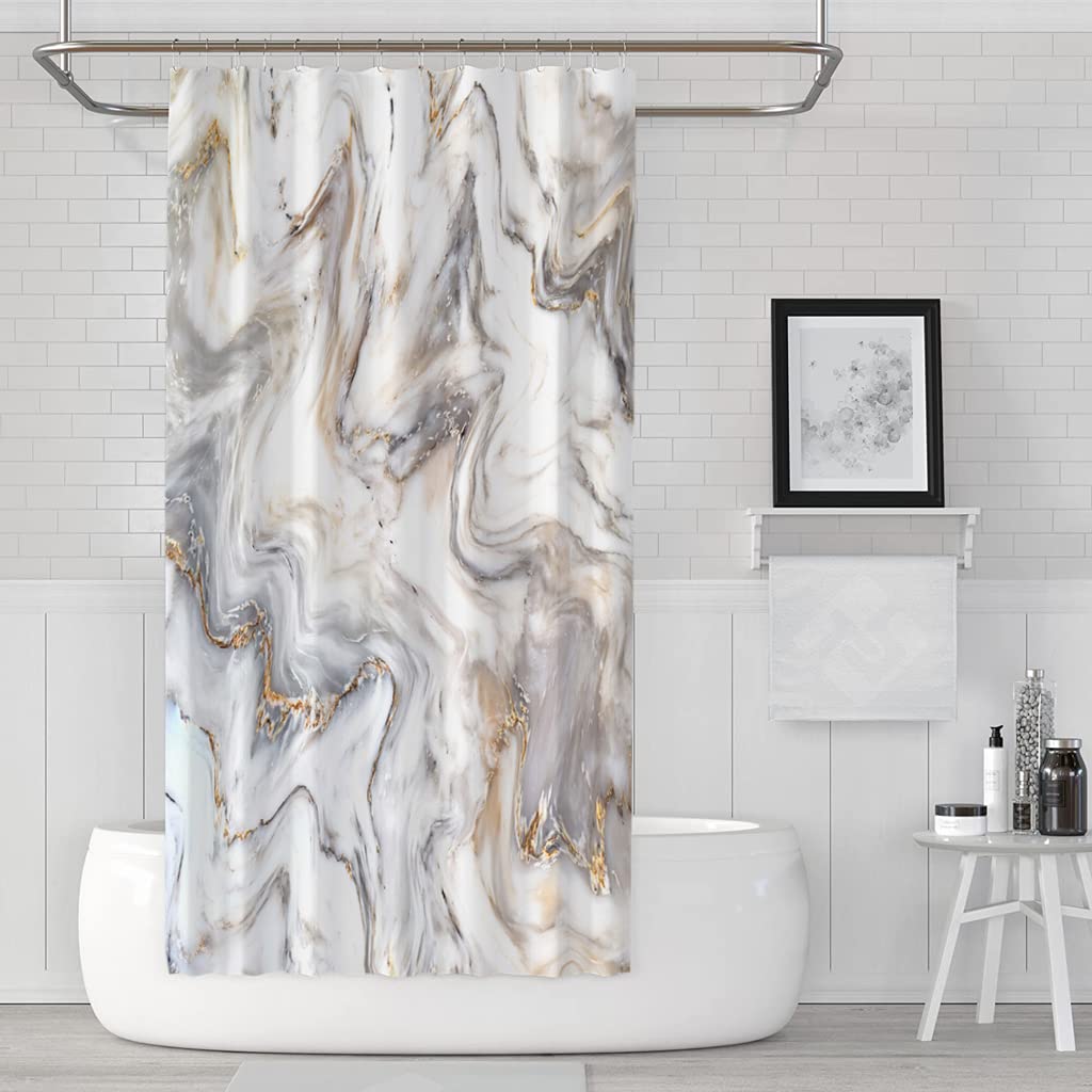 Miffrank Grey Gold Marble Shower Curtain Abstract Modern Fabric Curtains For Bathroom Decor Luxury Liner F