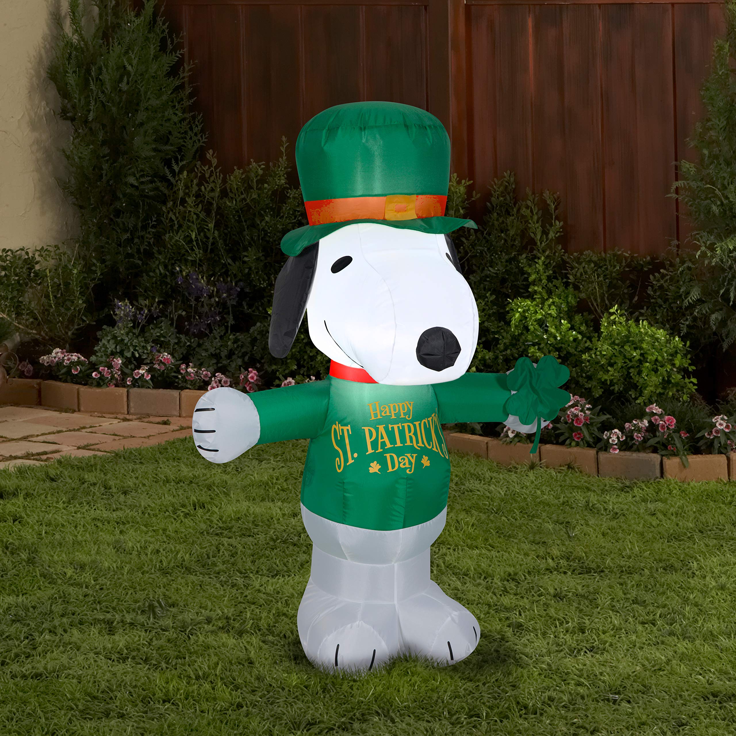 Gemmy Airblown Inflatable St Patricks Day Snoopy, 35 Ft Tall, White