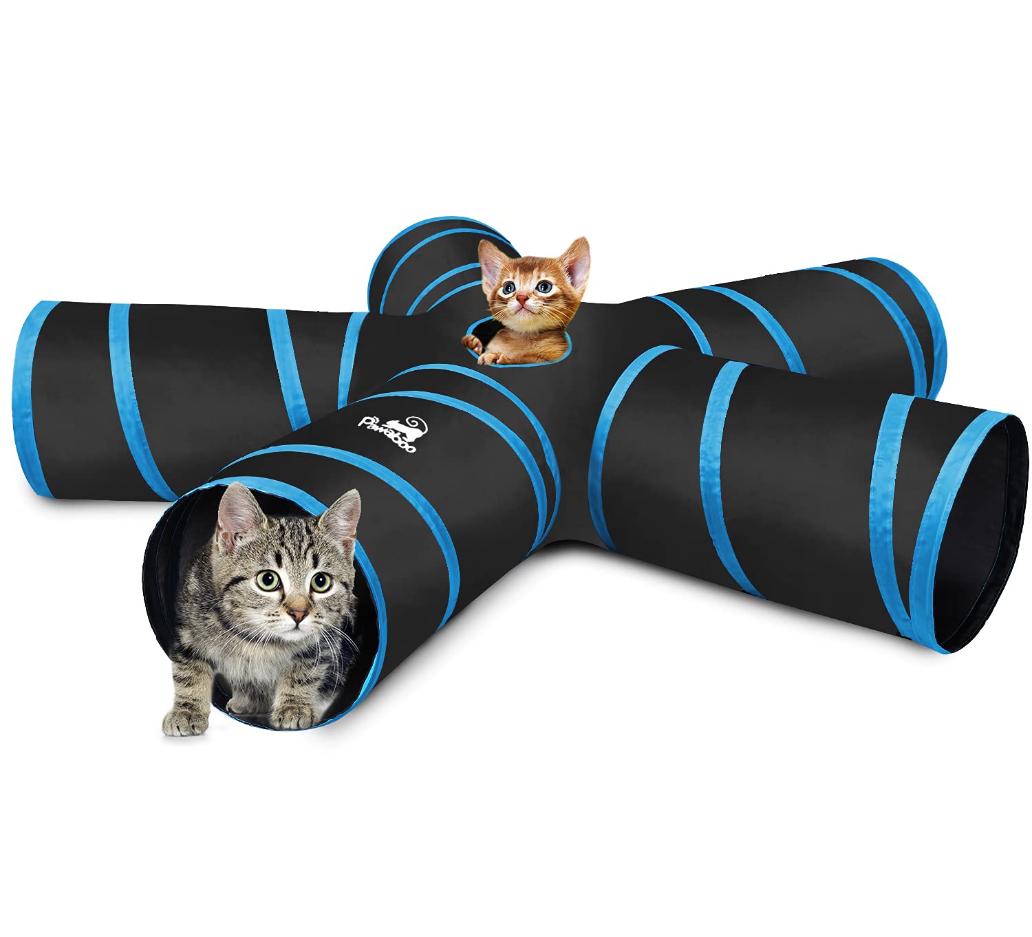 Pawaboo Cat Toys, Cat Tunnel Tube 5 Way Tunnels 25X53Cm Extensible Collapsible Cat Play Tent Interactive Toy Maze Cat House With