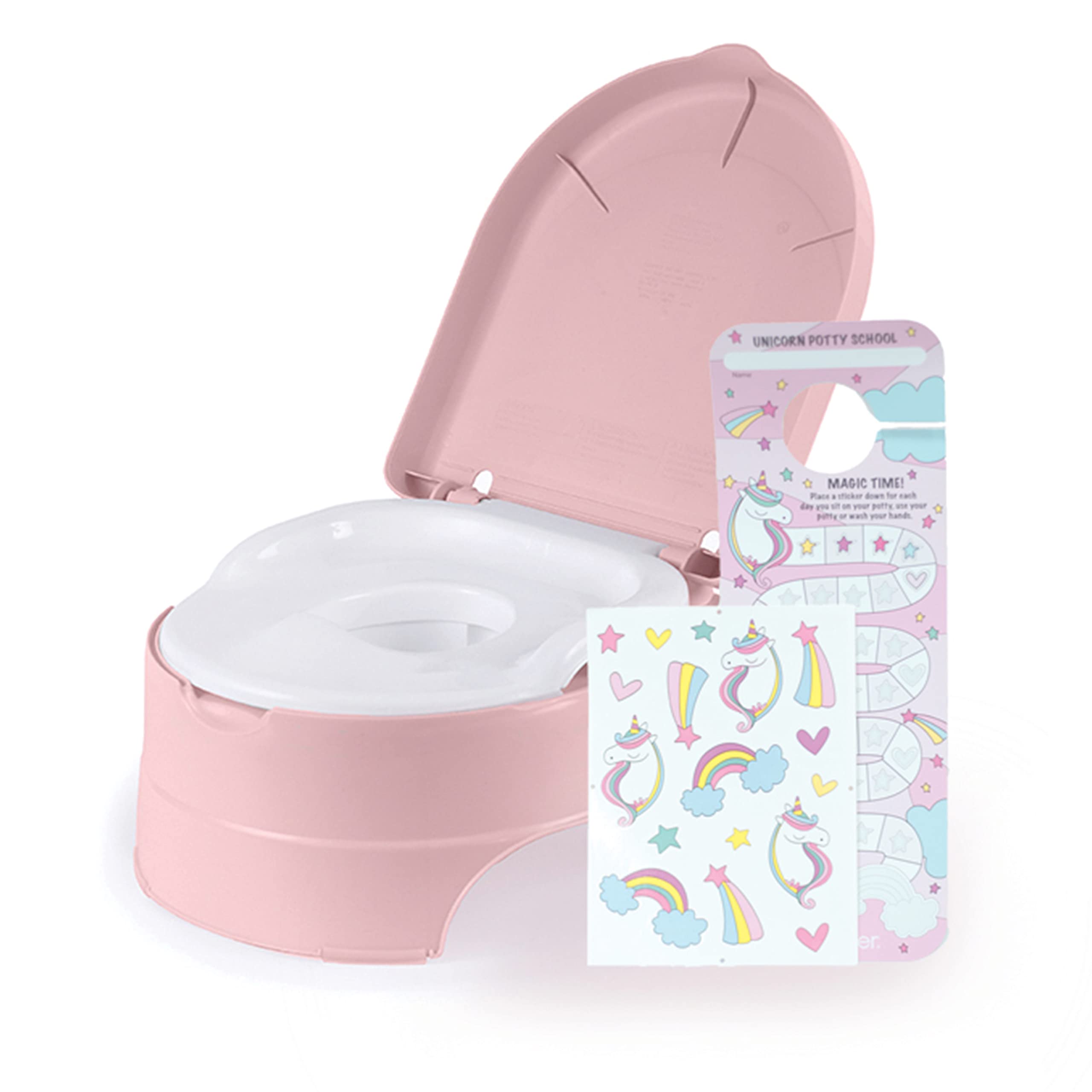 Summer Infant Summera My Fun Potty Rewards (Pink) - 3-Stage Potty Training Toilet - Includes Colorful Stickers And Training Chart, Removable T