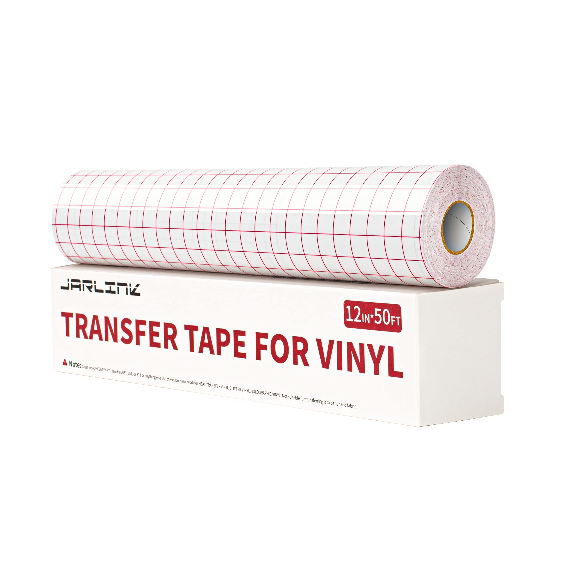Jarlink Vinyl Transfer Paper Tape, 12 X 50 Feet Transfer Tape Roll With Red  Alignment Grid For Self Adhesive Vinyl, Clear Medium