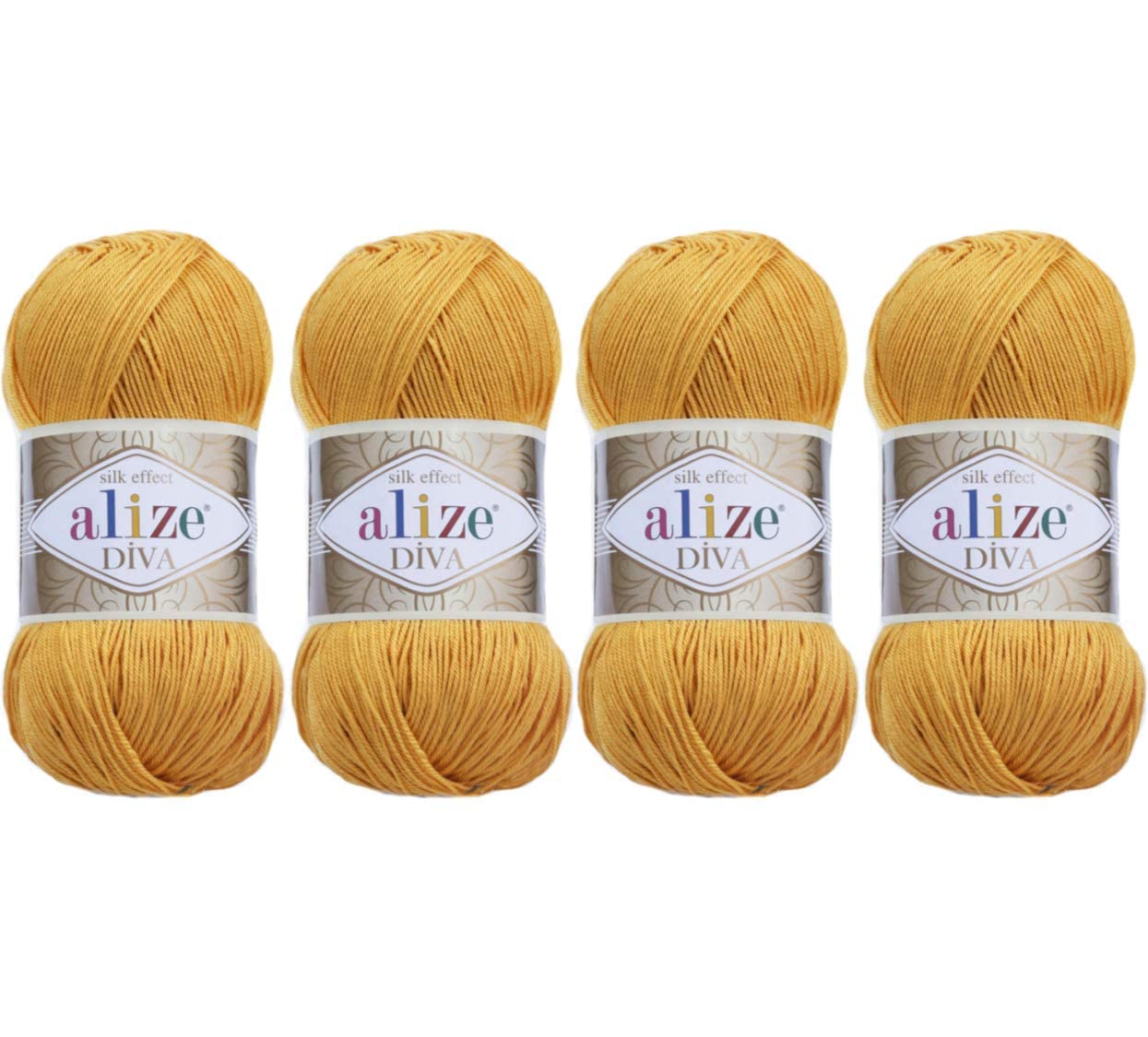 Hand Knitting Yarn 100% Microfiber Acrylic Yarn Alize Diva Silk Effect  Thread Crochet Art Lace Craft Lot Of 4 Skeins 400Gr 1532Y