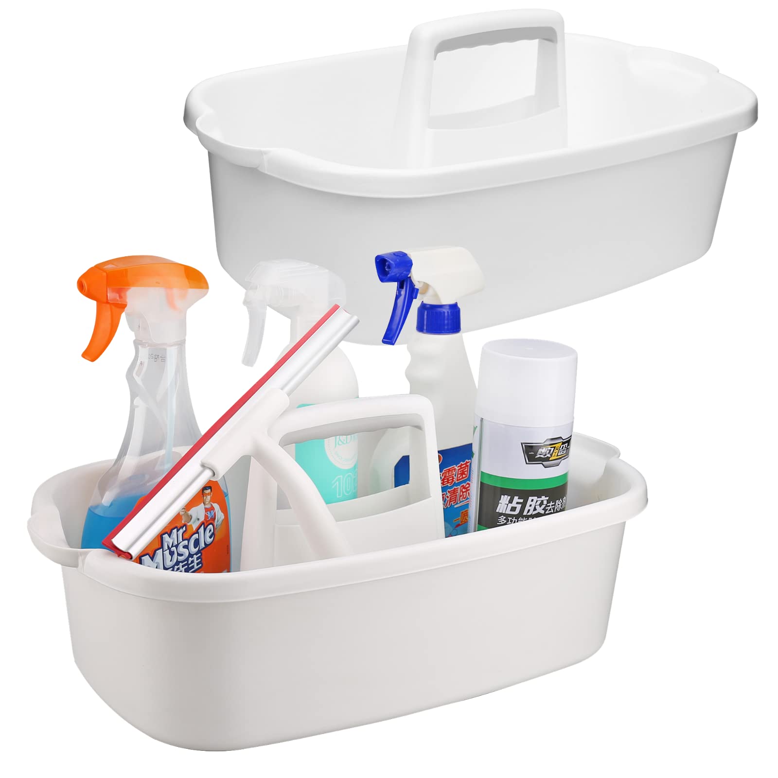KeFanta Cleaning Caddy Organizer With Handle, White Plastic