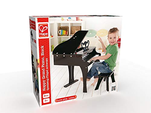Hape Happy Grand Piano Toddler Wooden Musical Instrument, Black