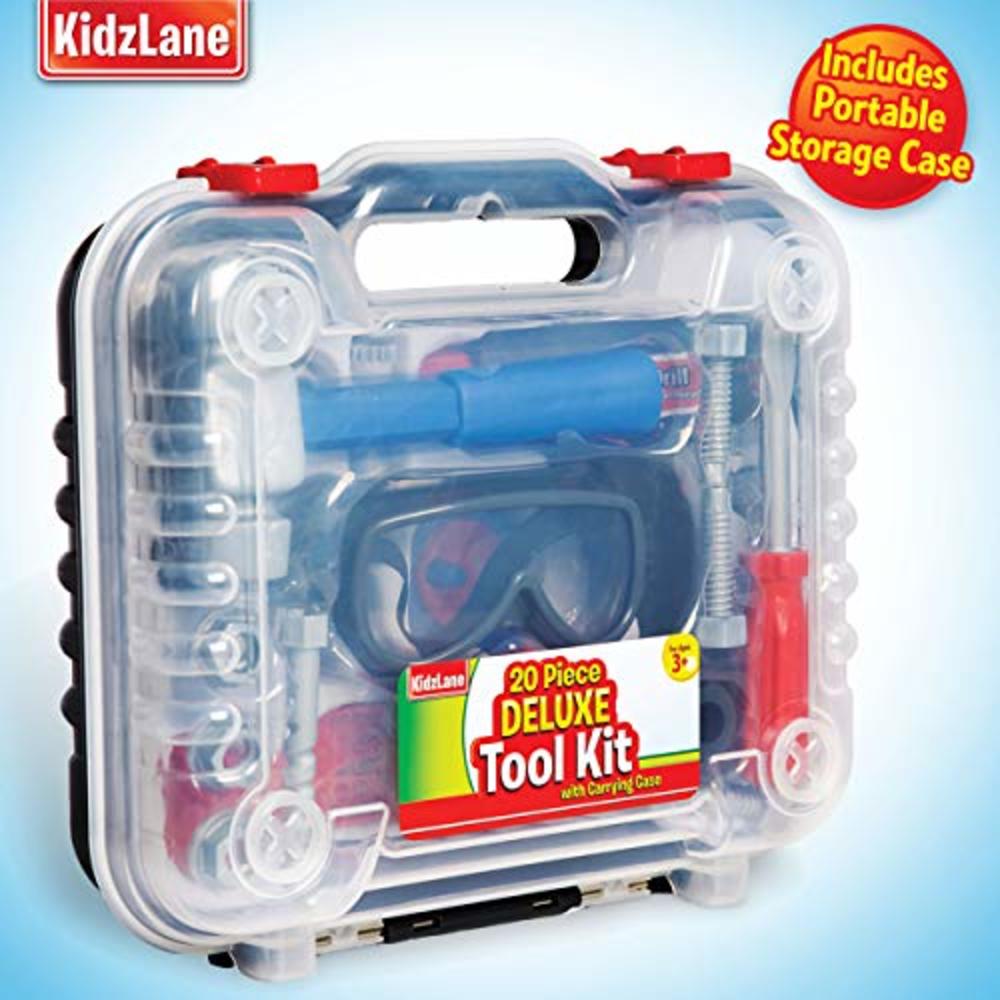 Kidzlane Durable Kids Tool Set – Toy Tools For Toddlers And Kids 20 Pcs And Electronic Cordless Drill With Play Tool Box – Toddler Tool S