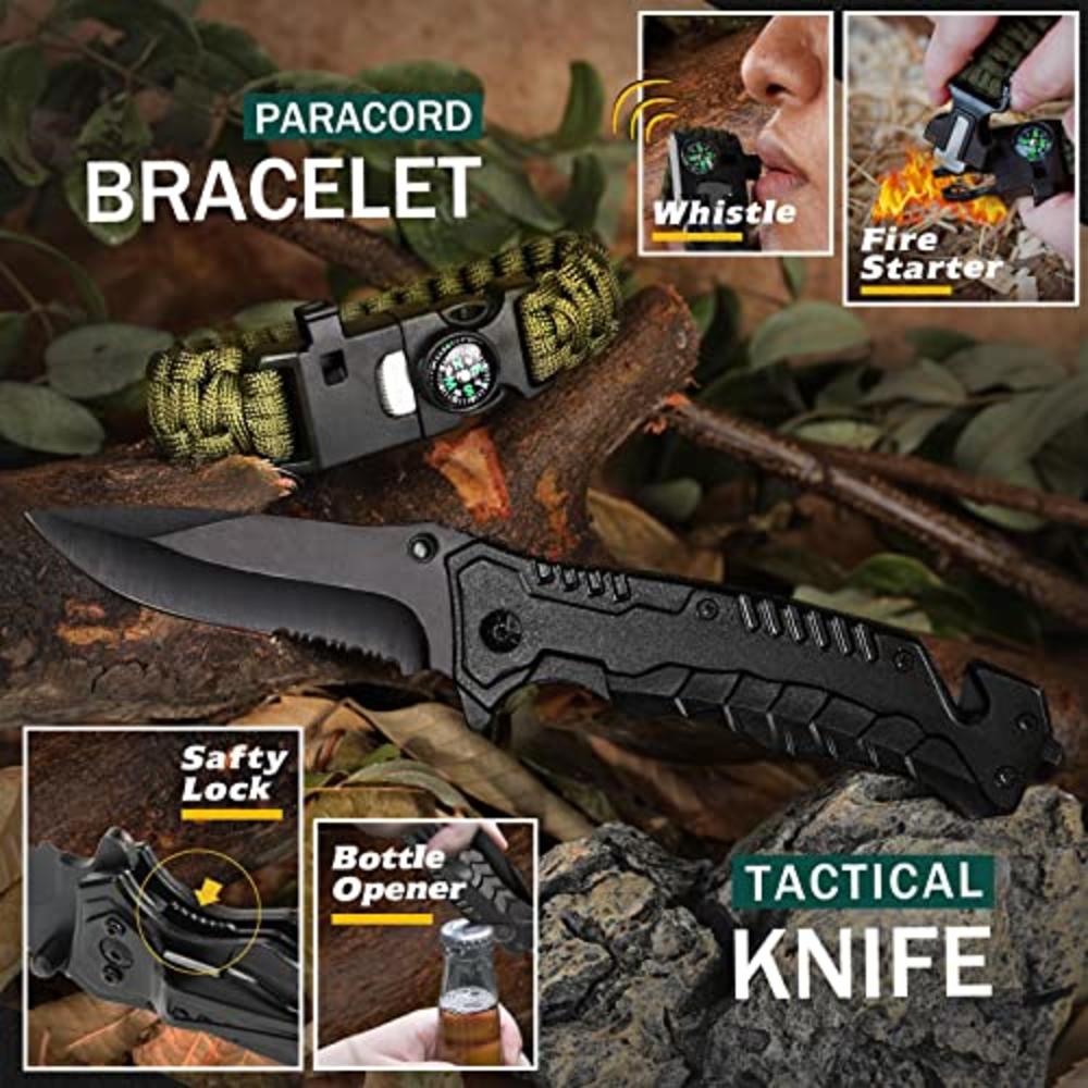 Titorld Gifts For Men Dad Husband Him, Survival Kit 14 In 1, Survival Gear And Equipment, Valentines Day, Fishing Hunting Camping Access