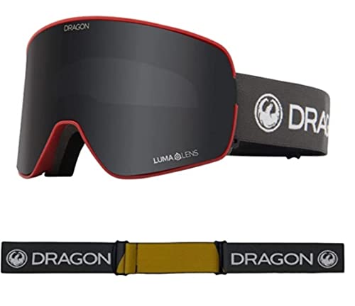 Dragon Unisex Snowgoggles Nfx2 With Bonus Lens - Block Red With Lumalens Dark Smoke + Lumalens Rose, Medium, (Nfx2 Bonus)