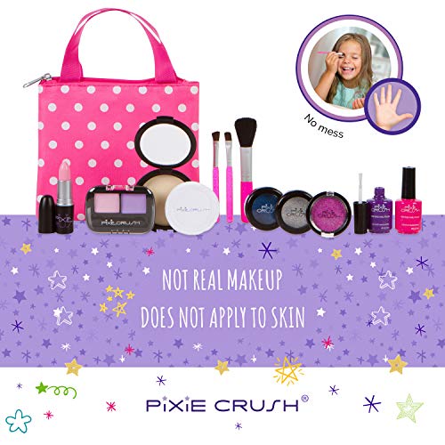 Pixiecrush Pretend Play Makeup Kit. Designer Girls Beauty Basics 12 Piece Polka Dot Handbag Set