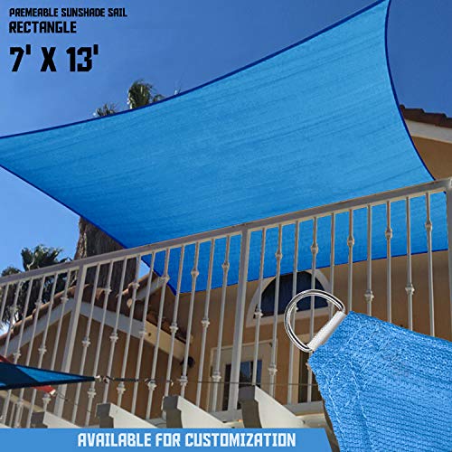 Tang Sunshades Depot Blue 7' X 13' Sun Shade Sail Permeable Canopy Cover Customize Commercial Standard 180 Gsm Hdpe