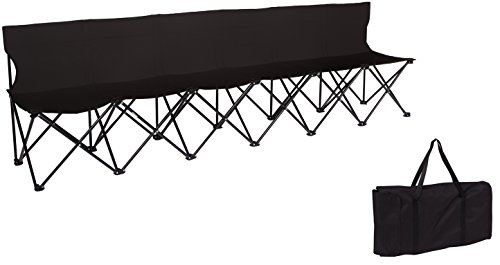 Trademark Innovation Portable 6-Seater Folding Team Sports Sideline Bench With Back By Trademark Innovations (Black)
