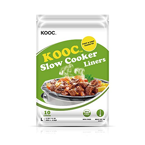 KooC [New] Kooc Disposable Slow Cooker Liners And Cooking Bags, 1 Pack(10 Counts), Large Size Pot Liners Fit 4Qt To 8.5Qt, 13X 21, 