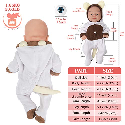 Vollence 14 Inch Full Body Silicone Baby Dolls,Not Vinyl Dolls,Realistic Real Baby Doll, Lifelike Alive Baby Doll - Girl