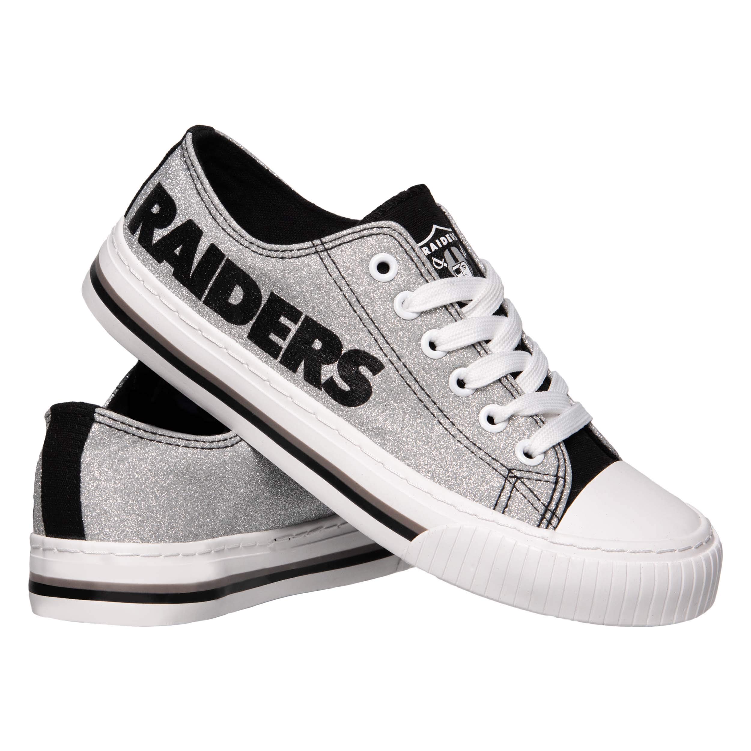 Foco Las Vegas Raiders Nfl Womens Glitter Low Top Canvas Shoes - 8L