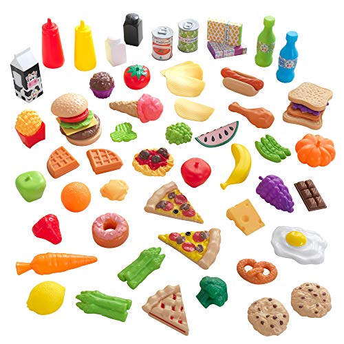 Kidkraft 65-Piece Plastic Play Food Set For Play Kitchens, Fruits, Veggies, Sweets, Drinks And More, Gift For Ages 3+