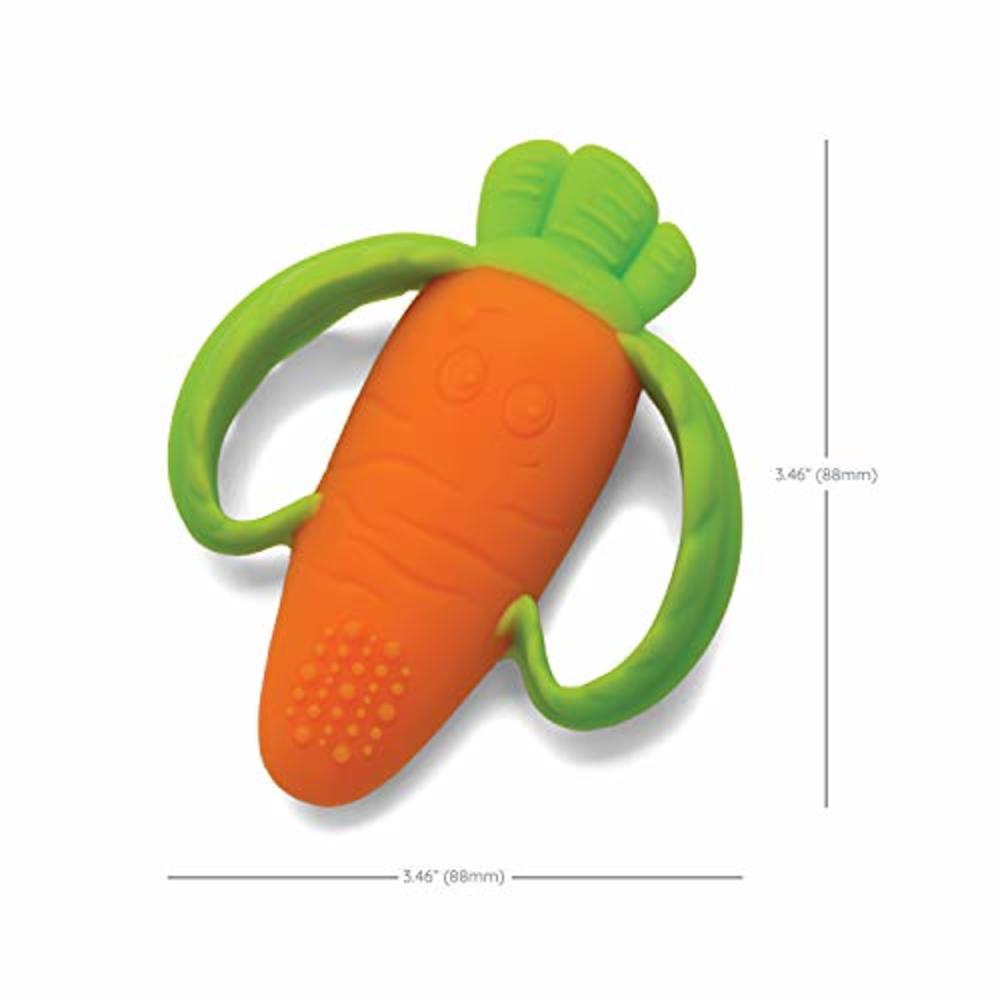 Infantino Lil Nibble Teethers Carrot - Christmas Gift For Sensory Exploration And Teething Relief, Silicone Soft-Textured Teethe