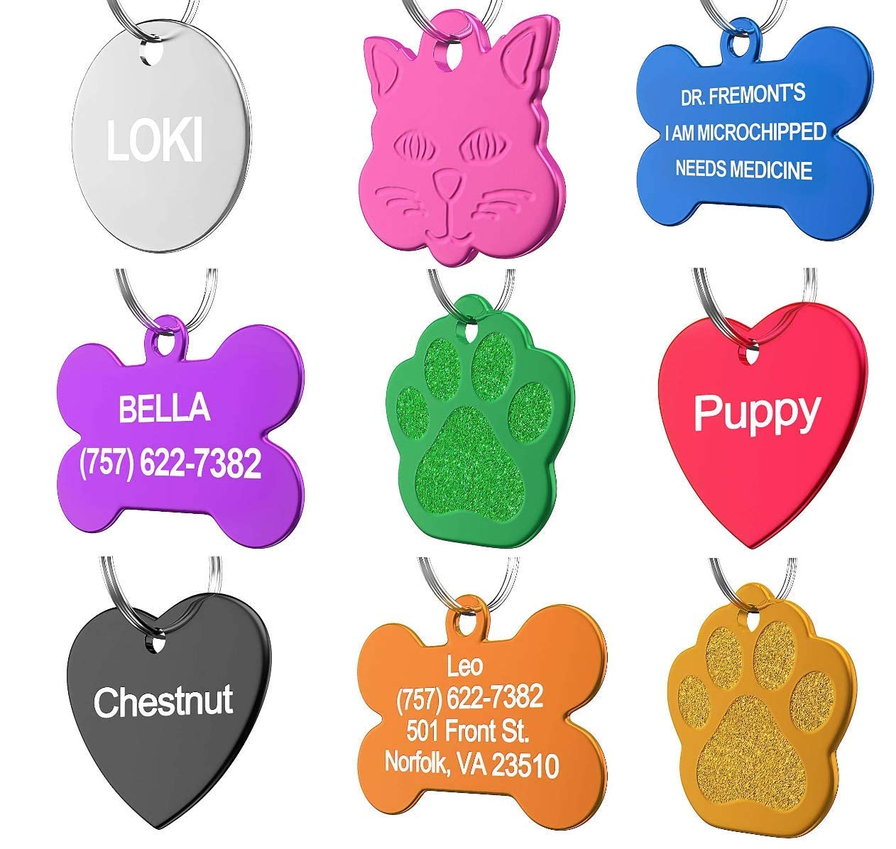 Dr. Fremont's Pet Id Tag Custom For Dog Cat Personalized Many Shapes And Colors To Choose From Made In Usa Strong Anodized Aluminum (Paw Red, 