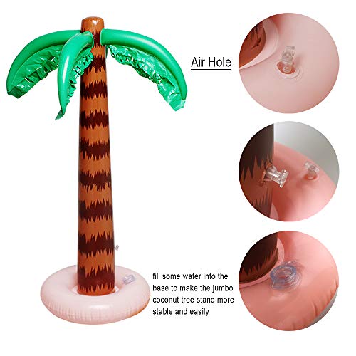 Aniann Inflatable Palm Tree Decoration, 2 Pack Jumbo Coconut Trees Beach Backdrop Favor Tropical Blow Up Hawaiian Summer Party Decor Fo