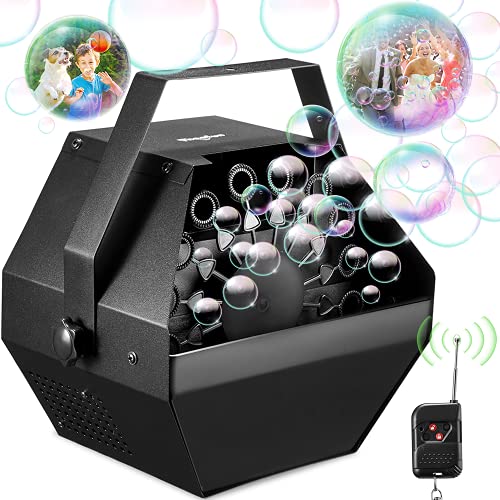 Theefun Bubble Machine, Wireless Remote Control Bubble Blower Machine With Over 800+ Bubbles Per Minute, Plug-In Kids Bubble Mac