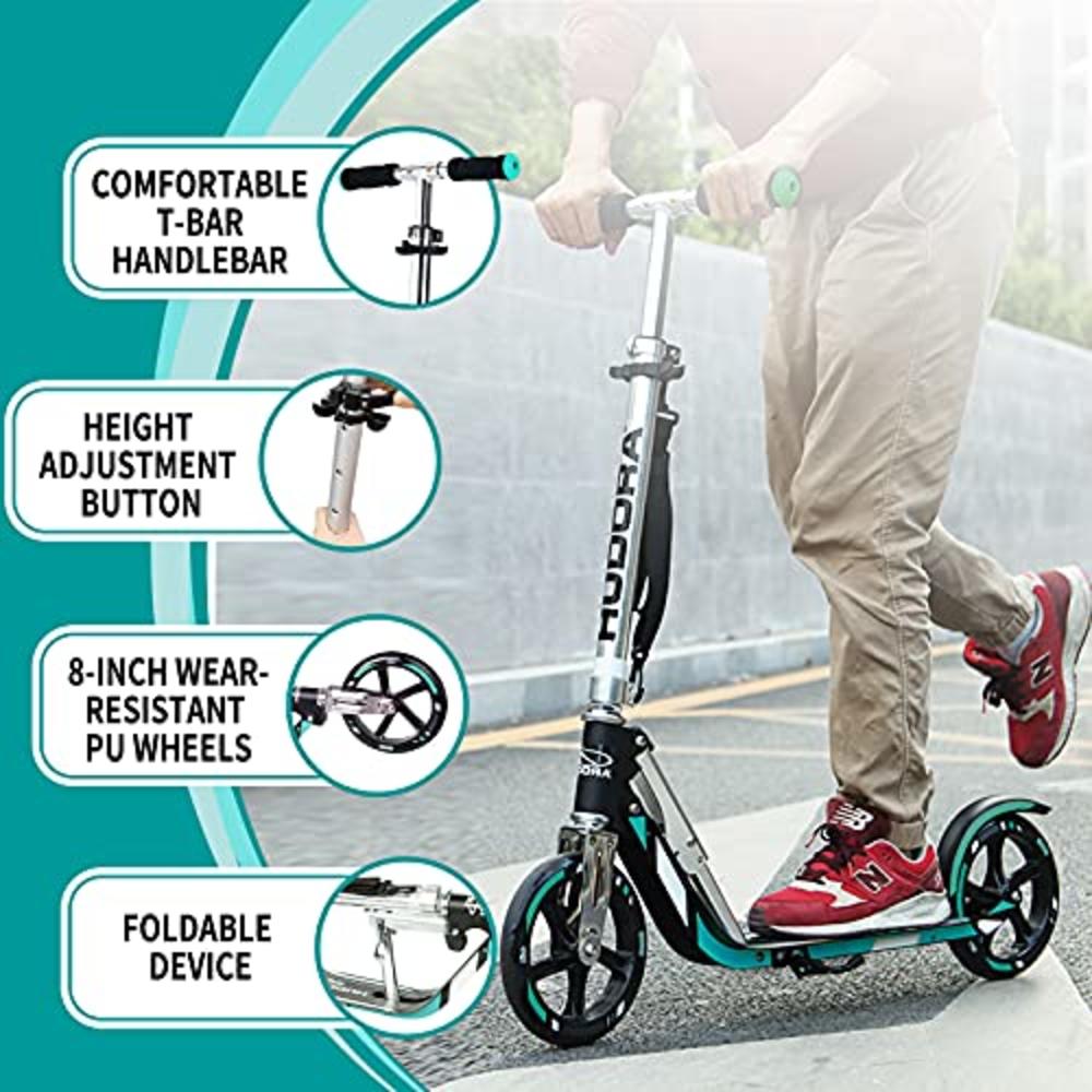 Hudora Scooter For Adults - Hudora Foldable Adult Kick Scooters With Big Wheel Quick-Release Folding System 5 Level Height Adjustable H
