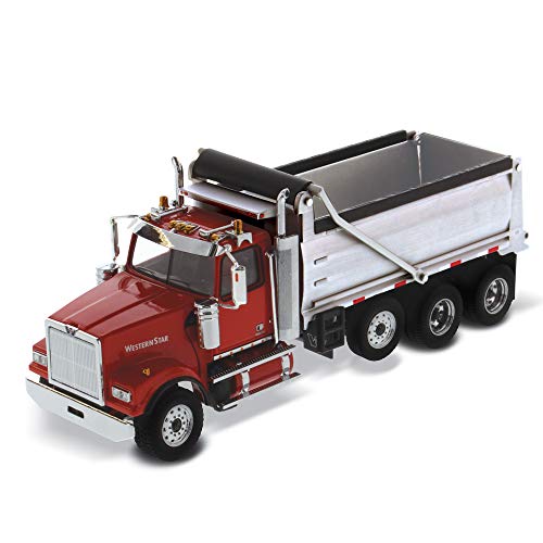 DM DIECAST MASTERS 1:50 Western Star 4900 Sffa With Lift Axle Silver Plated Dump - Red - Diecast Masters - 71067 - Transport Series