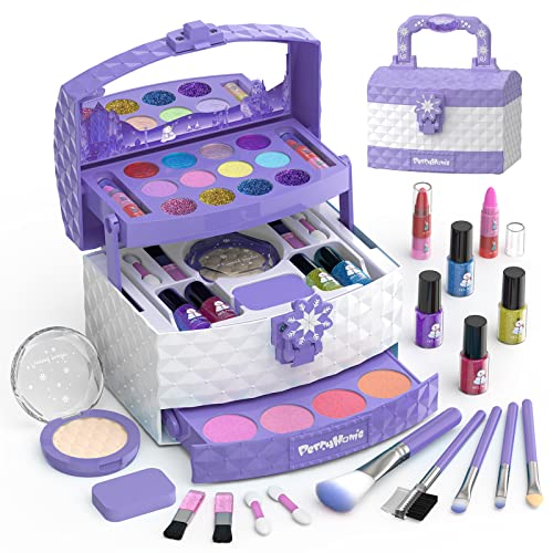 Perryhome Kids Makeup Kit For Girl 35 Pcs Washable Makeup Kit Real Cosmetic, Safe & Non-Toxic Little Girls Makeup Set, Frozen Ma