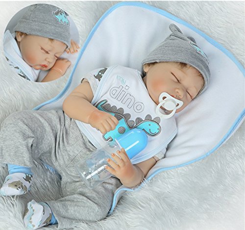 Medylove Sleeping Reborn Baby Dolls Boy 22Inch Soft Vinyl Silicone Doll Realistic Real Baby Doll My Dino Outfit 55Cm Baby Cute T