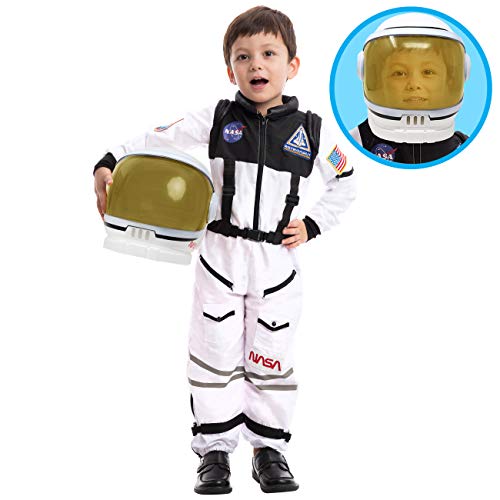 Spooktacular Creatio Astronaut Nasa Pilot Costume With Movable Visor Helmet For Kids Small (5-7Yr)