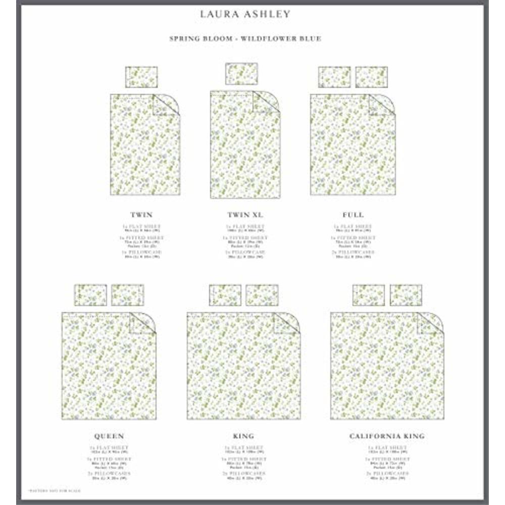 Laura Ashley Home - Sateen Collection - Sheet Set - 100% Cotton, Silky Smooth & Luminous Sheen, Wrinkle-Resistant Bedding, Queen