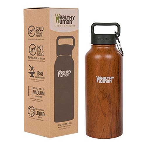 Healthy Human 32Oz Insulated Stainless Steel Water Bottle Stein Cold 24 Hours/Hot 12 Hours -Harvest Maple