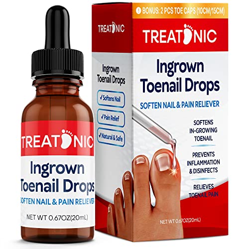 Treatonic Ingrown Toenail Treatment - Ingrown Toenail Pain Reliever And Softener Kit For Easy Trimming With Silicone Gel Toe Cap