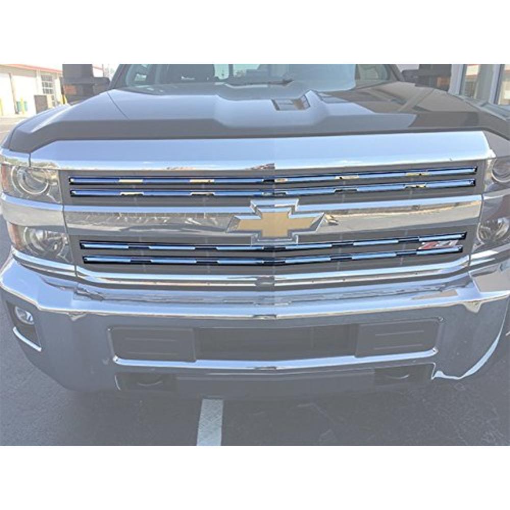 Hubcaps Plus Chrome Grille Overlay Insert For 2015-2016 Chevy Silverado 2500, 3500, Z71