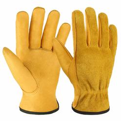 Ozero Leather Work Gloves Flex Grip Tough Cowhide Gardening Glove For Wood Cuttingconstructiontruck Drivinggardenyard Working Fo