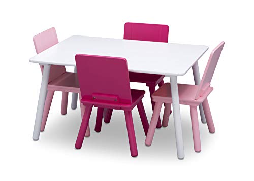 Delta Children Kids Table And Chair Set (4 Chairs Included) - Ideal For Arts & Crafts, Snack Time, Homeschooling, Homework & Mor