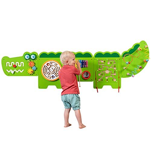 Learning Advantage Crocodile Activity Wall Panels - Ages 18M+ - Montessori Sensory Wall Toy - 8 Activities - Busy Board - Toddle