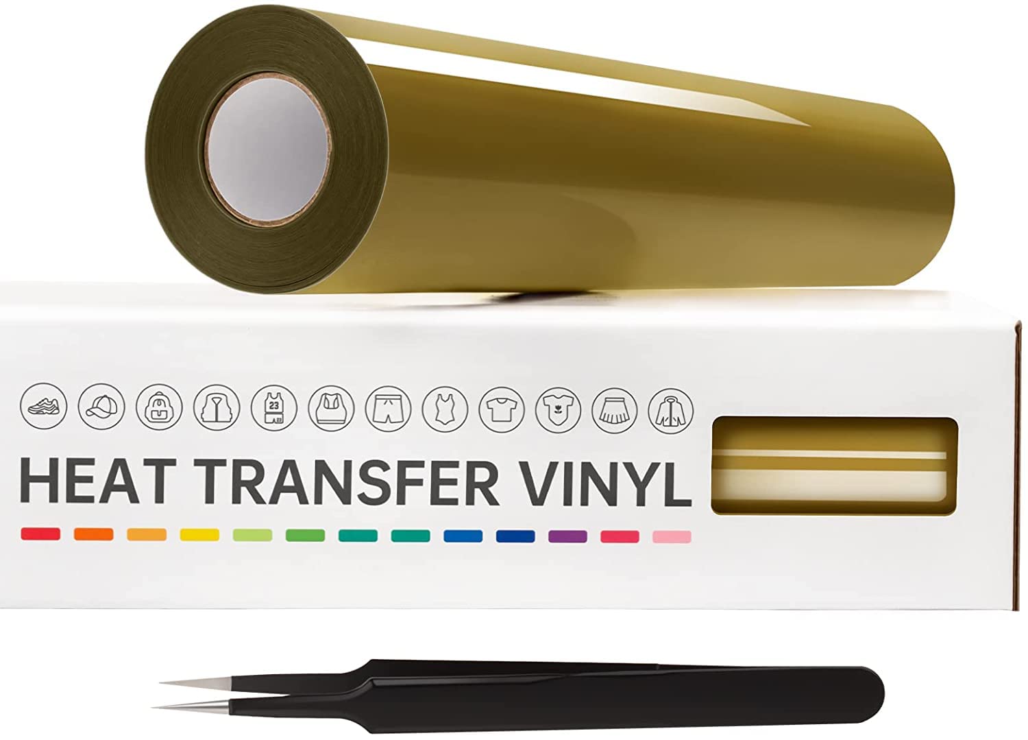 VinylRus Vinylrus Heat Transfer Vinyl-12A X 25Ft Gold Iron On Vinyl Roll  For Shirts, Htv Vinyl For Silhouette Cameo, Cricut, Easy To Cut