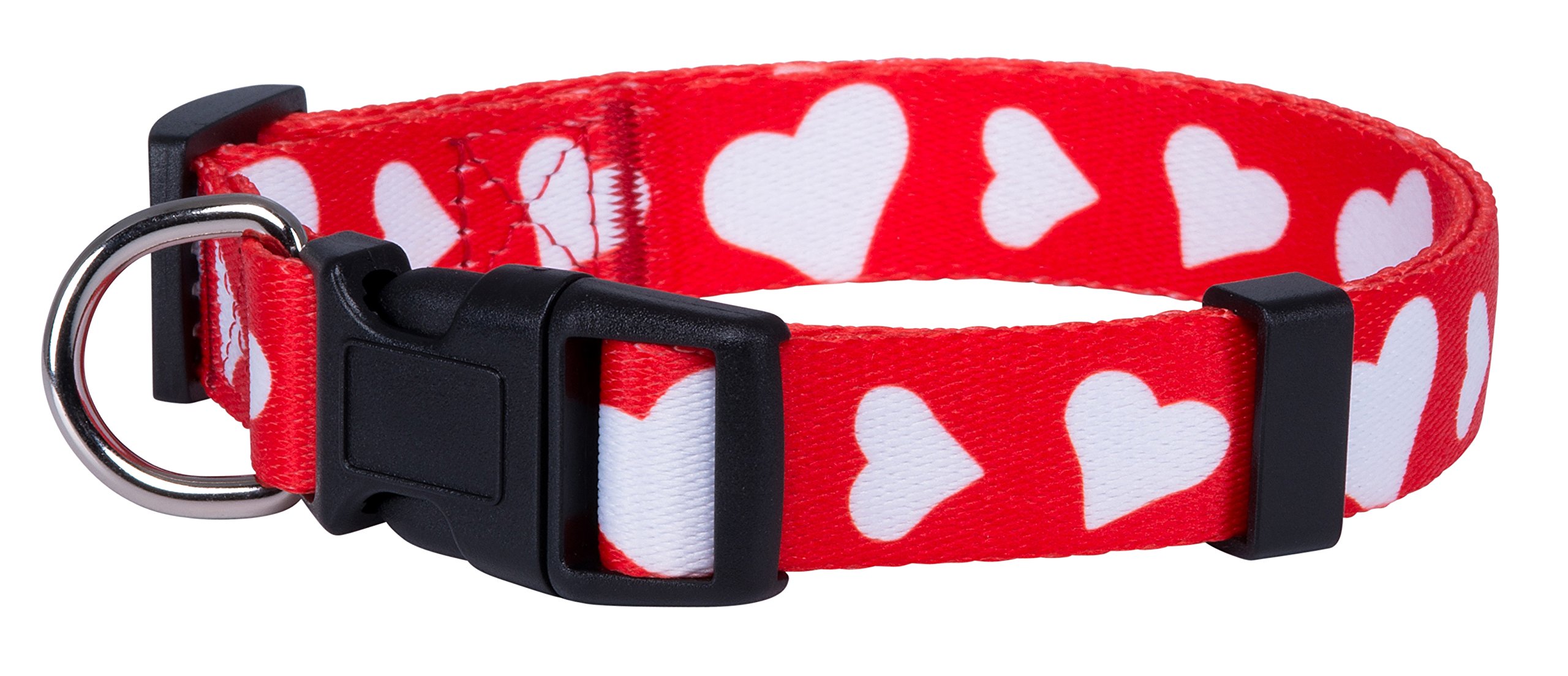 Native Pup Valentines Day Heart Dog Collar, Cute Pink Red Puppy Gift (Medium, Red Heart)