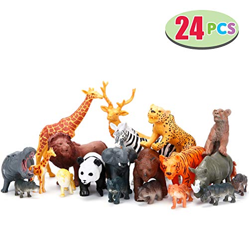 Kimicare Jumbo Safari Animals Figures, Realistic Large Wild Zoo Animals Figurines, Plastic Jungle Animals Toys Set With Tiger, Lion, Elep