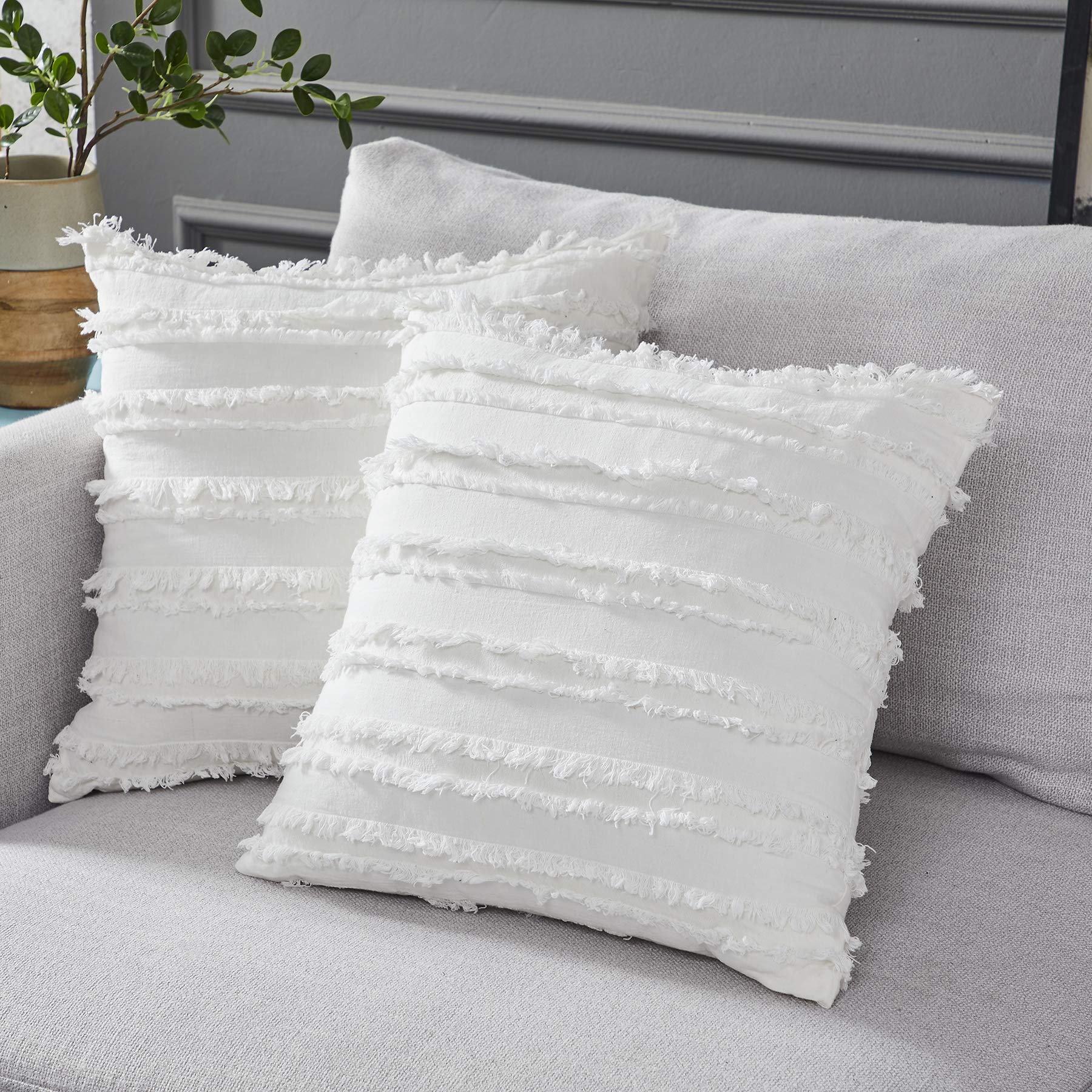 longhui bedding Longhui Bedding Ivory White Throw Pillow Cover