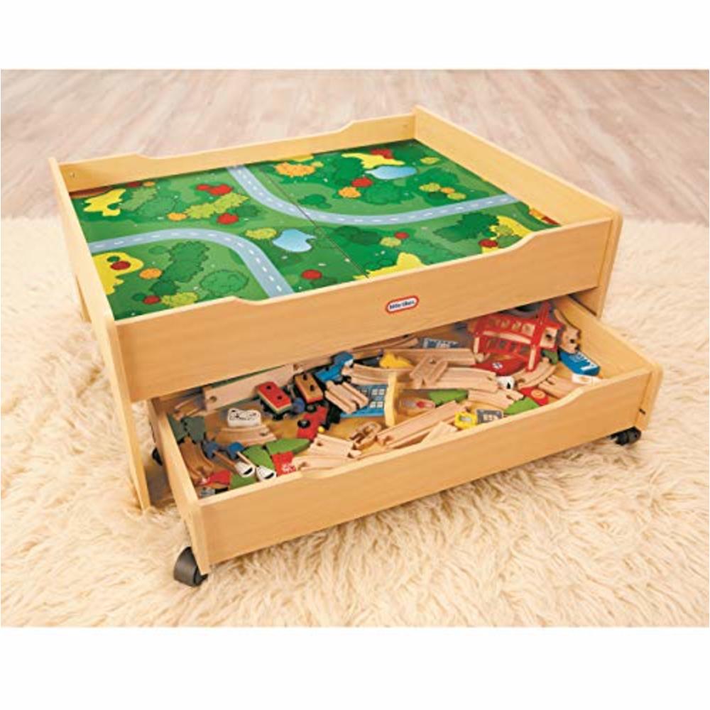 Little Tikes Real Wooden Train And Kids Table Set With Over 80 Multicolor Pieces Activity Table With Storage, Tracks, Trains, Ca