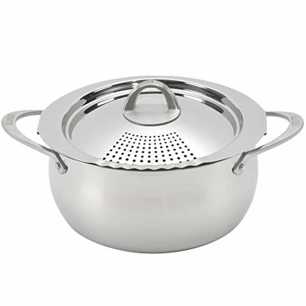 Bialetti Oval 6 Quart Multi-Pot With Strainer Lid, Whole Pasta, Corn, Lobster, Stainless Steel