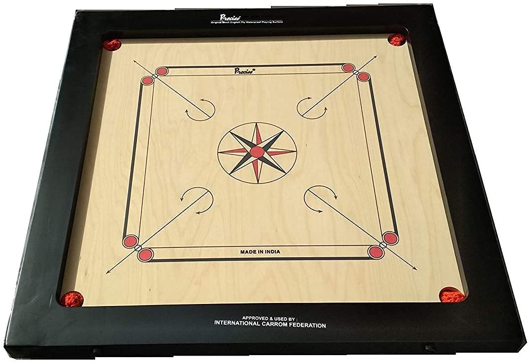 Tabakh Precise Finest 12Mm Carrom Board With Coins Striker And Powder By Tabakh Black