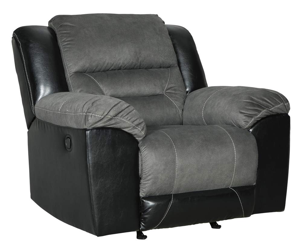 Signature Design By Ashley Earhart Faux Leather Manual Rocker Recliner Gray