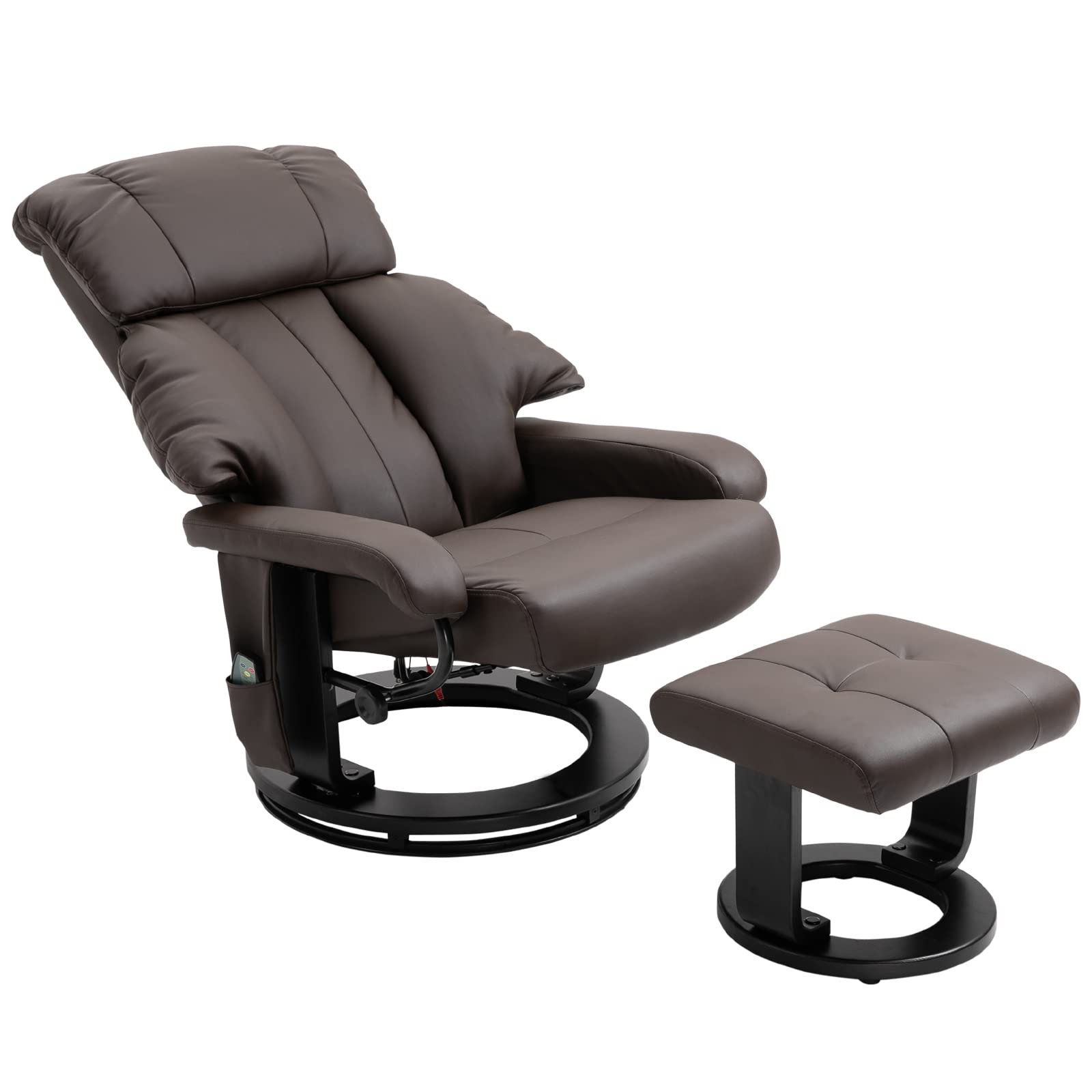 Homcom Recliner With Ottoman Footrest Recliner Chair With Vibration Massage Faux Leather And Swivel Wood Base For Living Room An