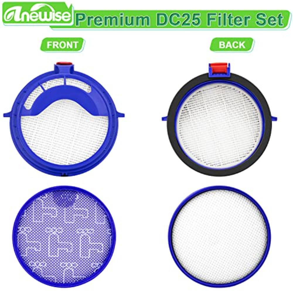 Anewise Filter Kits Repalcement Dyson Dc25 Vacuum Ball Filters, Includes 1Pcs 919171-02 Washable Pre Motor Filter And 1Pcs 91618