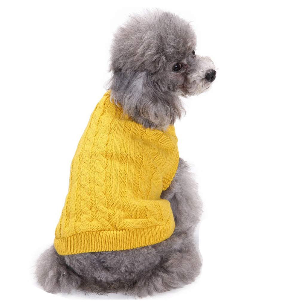 CHBORCHICEN Small Dog Sweaters Knitted Pet Cat Sweater Warm Dog Sweatshirt Dog Winter Clothes Kitten Puppy Sweater (Medium,Yellow)